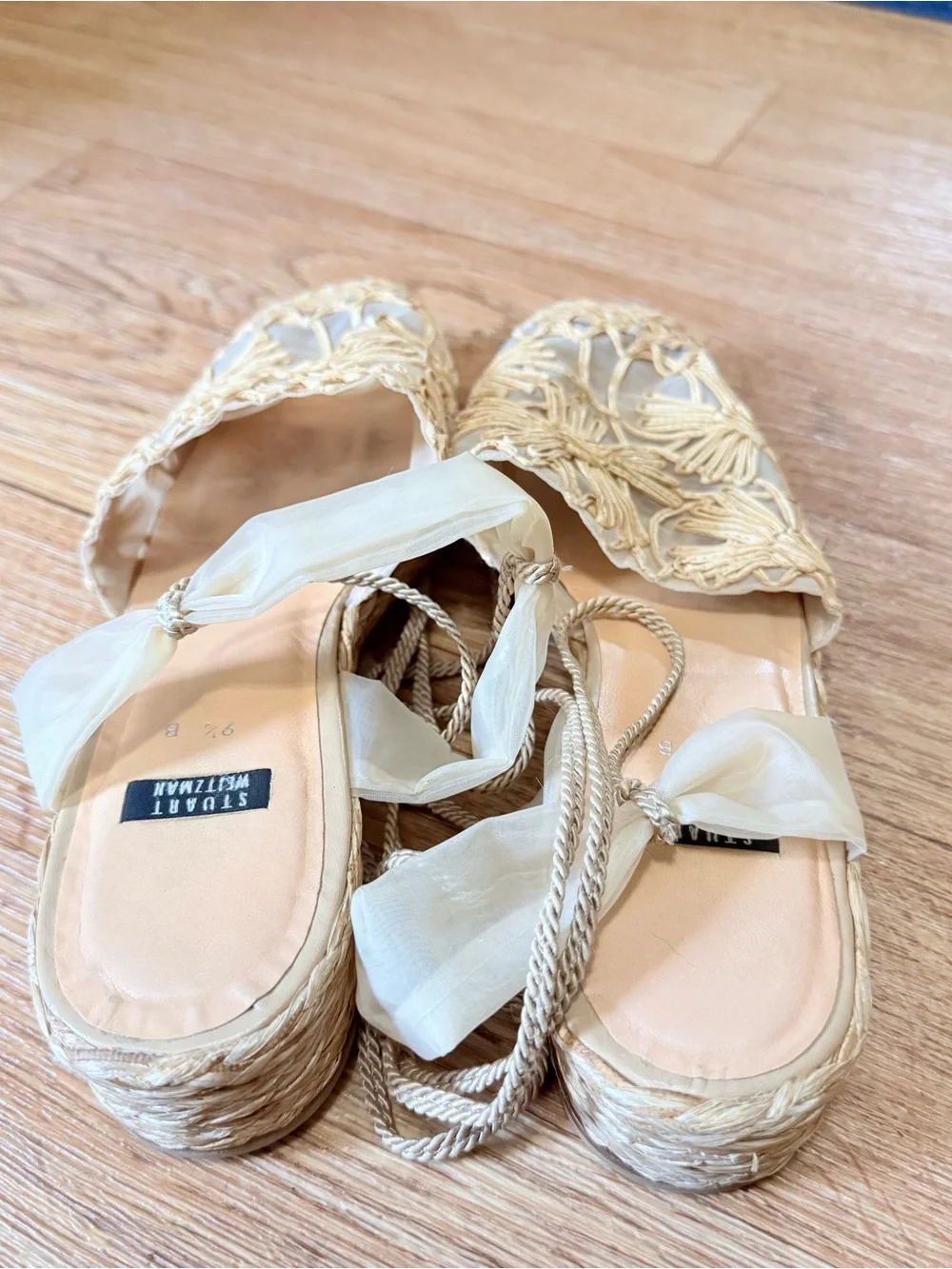 Stuart Weitzman Vintage Espadrille Lace Up Sandals
